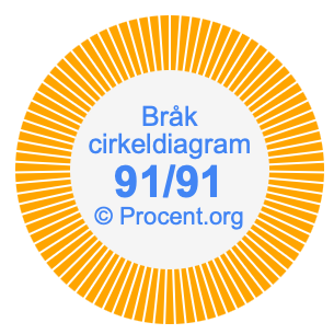91/91 bråk i ett cirkeldiagram